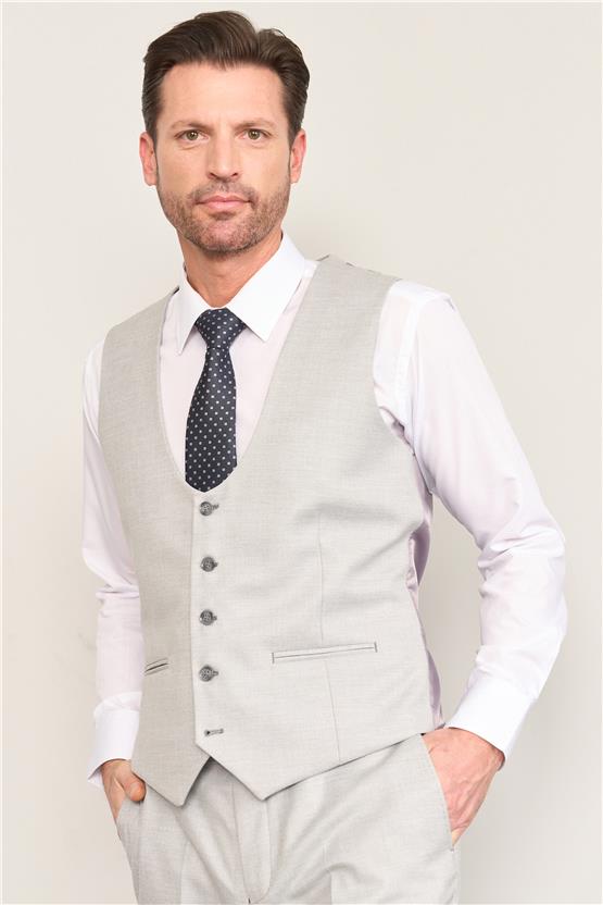 Kagi Gri Erkek Pamuk Polyester Parma Yelekli Takım