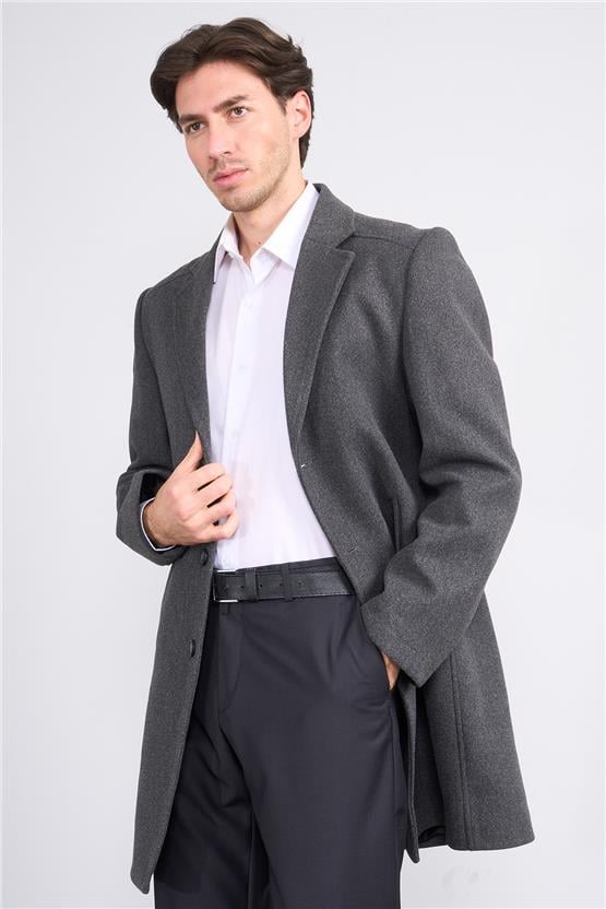 Kagı 2509 Füme Erkek Kapusonlu Kase Kaban