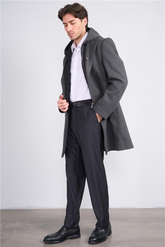 Kagı 2509 Füme Erkek Kapusonlu Kase Kaban