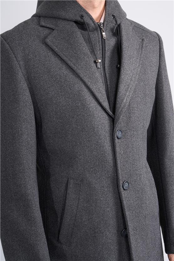 Kagı 2509 Füme Erkek Kapusonlu Kase Kaban