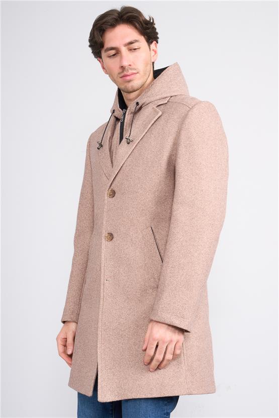 Kagı 2509 Vizon Erkek Kapusonlu Kase Kaban