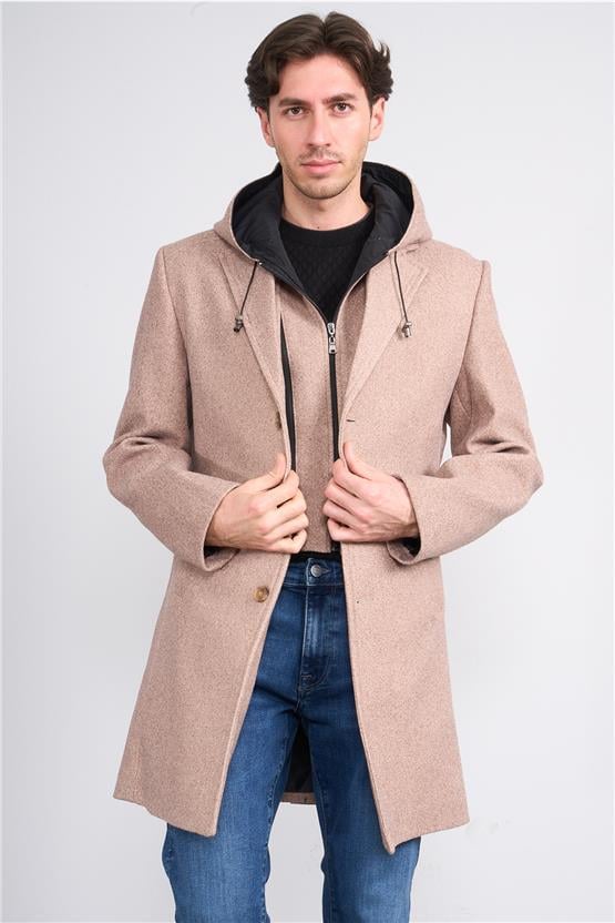 Kagı 2509 Vizon Erkek Kapusonlu Kase Kaban