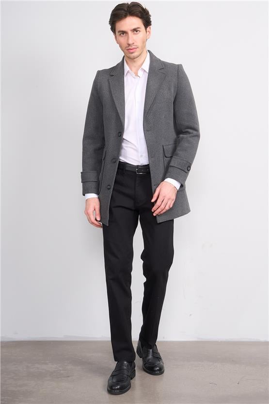 Kagı 2514 Füme Erkek Torba Cep Mono Yaka Kaban