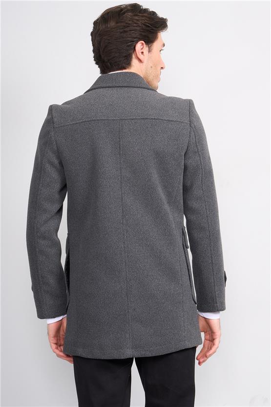 Kagı 2514 Füme Erkek Torba Cep Mono Yaka Kaban