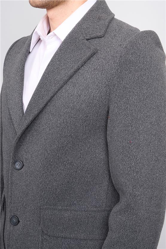 Kagı 2514 Füme Erkek Torba Cep Mono Yaka Kaban