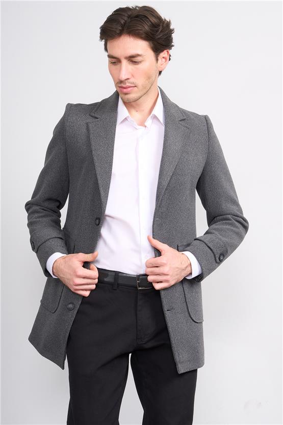 Kagı 2514 Füme Erkek Torba Cep Mono Yaka Kaban