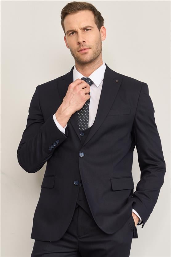 Kagi Lacivert Erkek Pamuk Polyester Barı Yelekli Takım