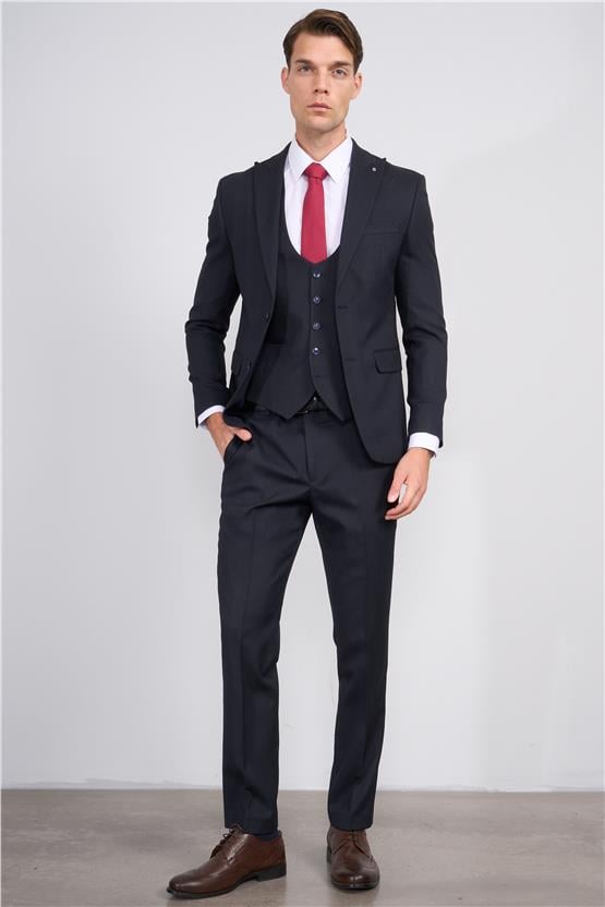 Kagi Lacivert Erkek Pamuk Polyester Roma Yelekli Takım