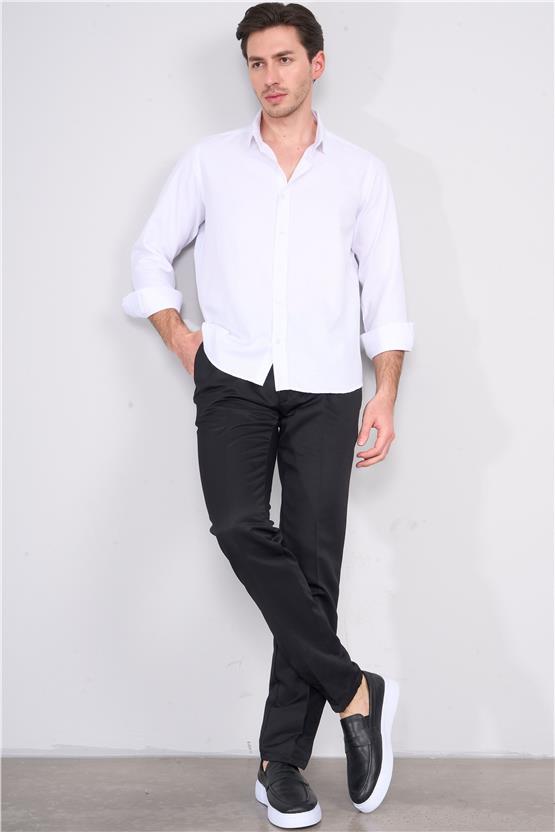 Kagi Siyah Erkek Dinamo Keten Pantolon