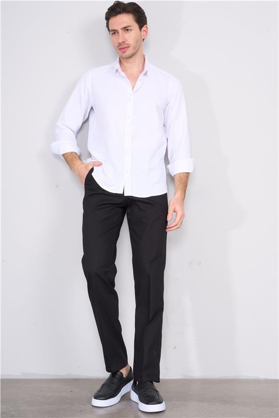 Kagi Siyah Erkek Palmiye Keten Pantolon