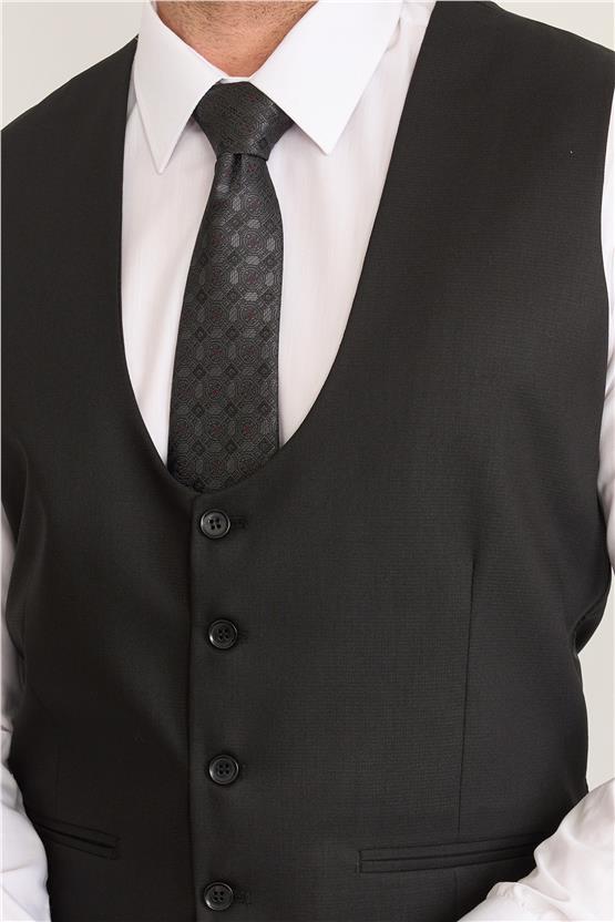 Kagi Siyah Erkek Pamuk Polyester Barı Yelekli Takım