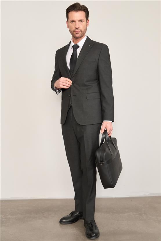 Kagi Siyah Erkek Pamuk Polyester Modena Yelekli Takım