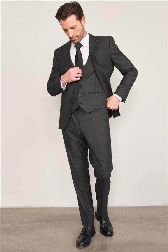 Kagi Siyah Erkek Pamuk Polyester Modena Yelekli Takım