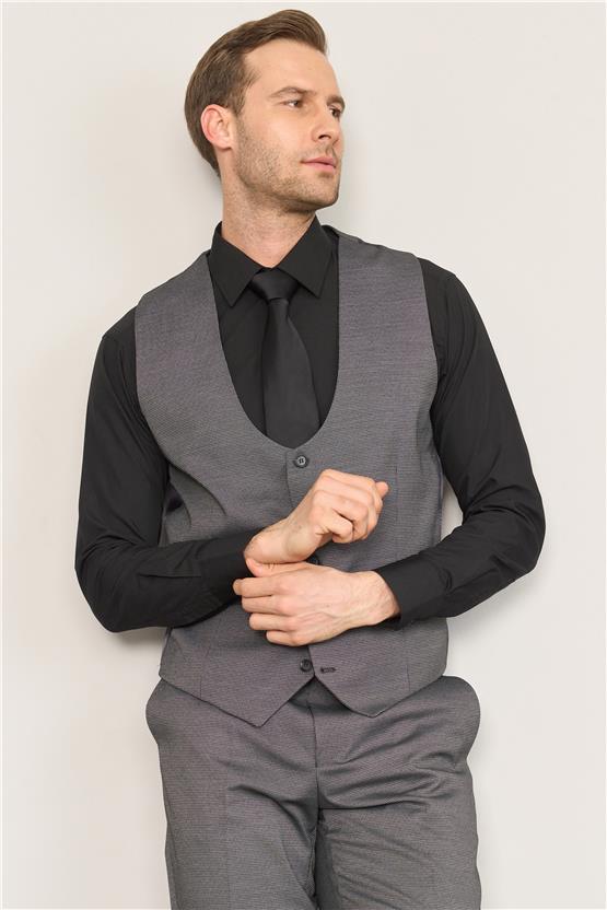 Kagi Siyah Erkek Pamuk Polyester Sparta Yelekli Takım