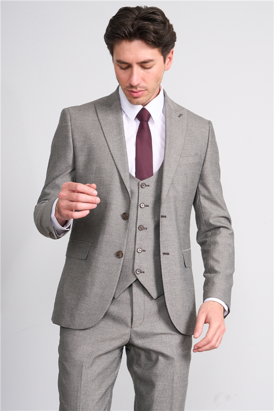 Kagi Y26 Eyfel Slim Fit Yelekli Takım Elbise Toprak