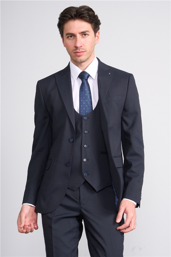 Kagi Y26 Eyfel Slim Fit Yelekli Takım Elbise Lacivert