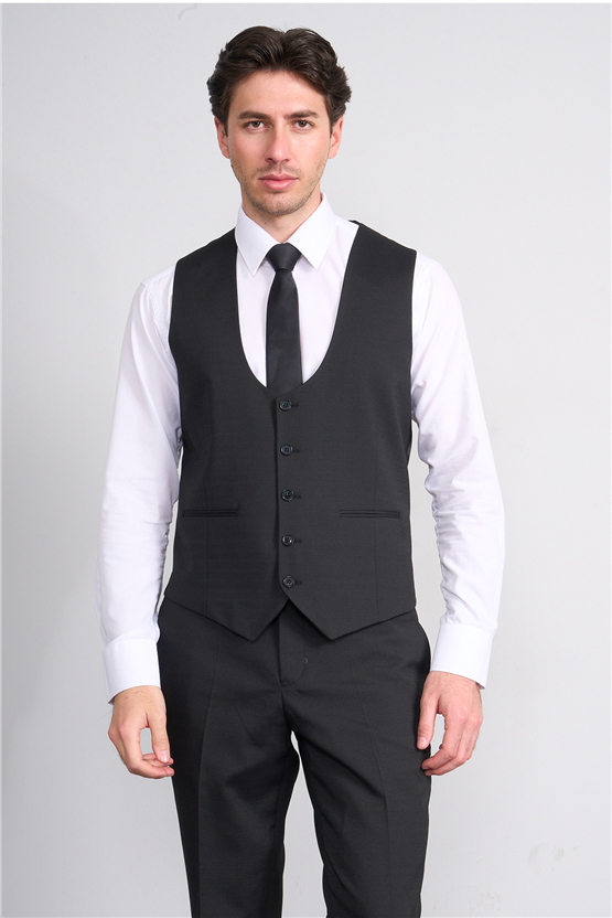 Kagi Y26 Eyfel Slim Fit Yelekli Takım Elbise Siyah