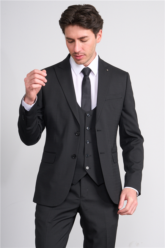 Kagi Y26 Eyfel Slim Fit Yelekli Takım Elbise Siyah