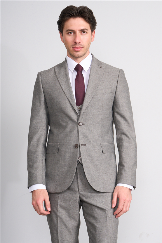 Kagi Y26 Eyfel Slim Fit Yelekli Takım Elbise Toprak
