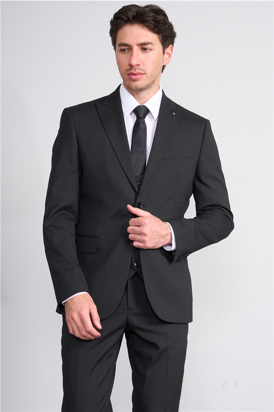 Kagi Y26 Eyfel Slim Fit Yelekli Takım Elbise Siyah