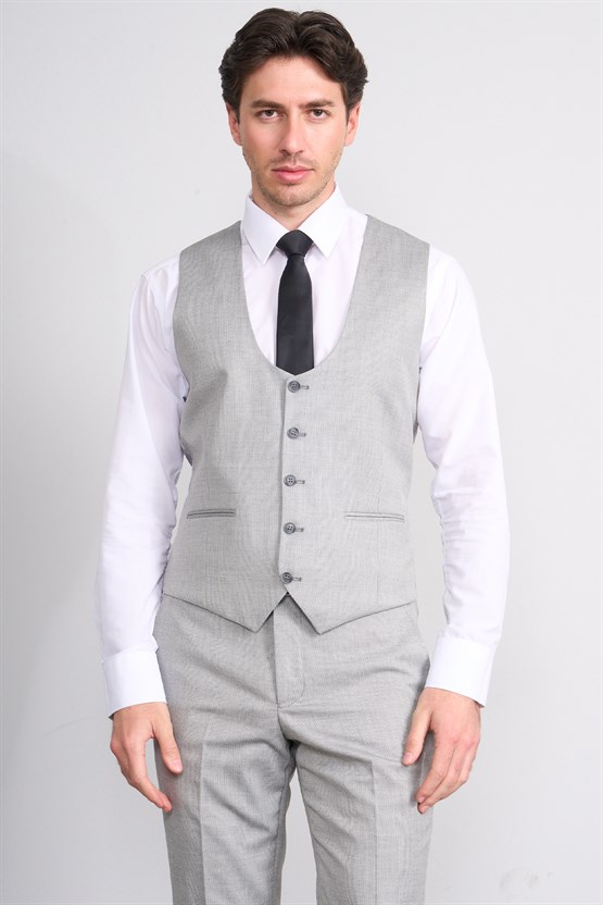 Kagi Y26 Monza Slim Fit Yelekli Takım Elbise Gri