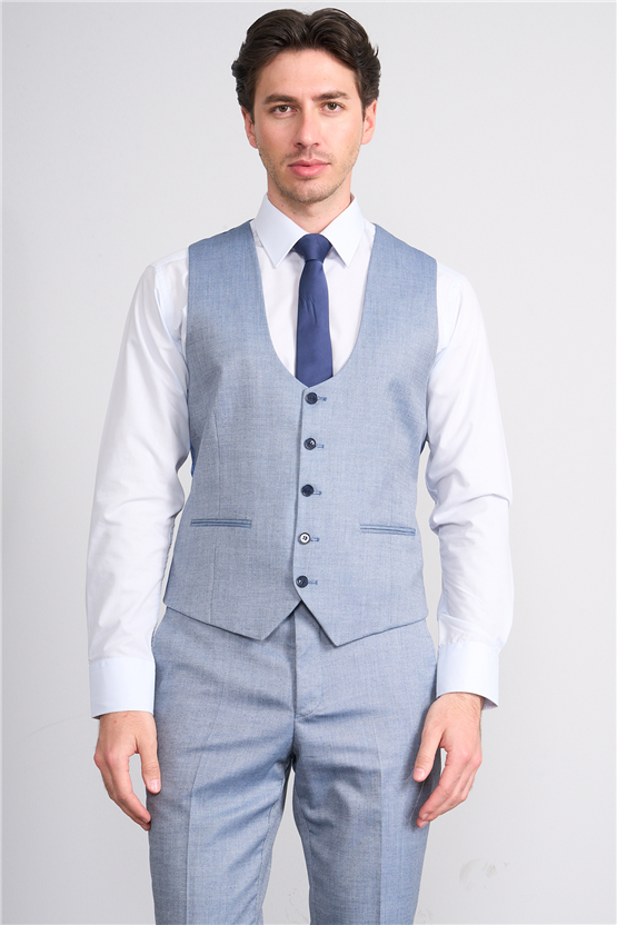 Kagi Y26 Monza Slim Fit Yelekli Takım Elbise Mavi