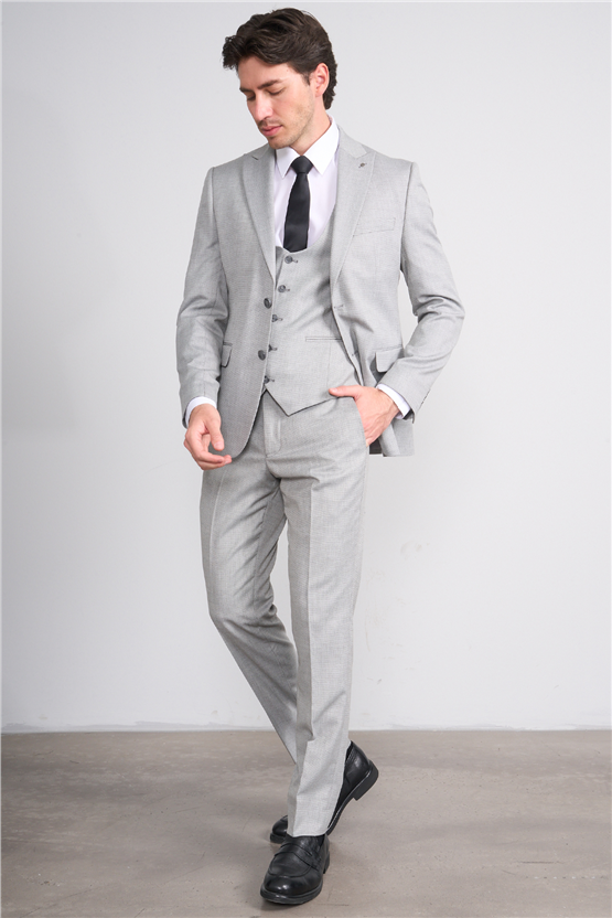 Kagi Y26 Monza Slim Fit Yelekli Takım Elbise Gri