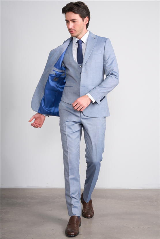 Kagi Y26 Monza Slim Fit Yelekli Takım Elbise Mavi