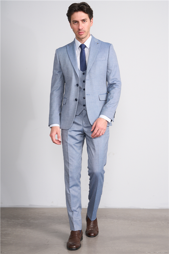 Kagi Y26 Monza Slim Fit Yelekli Takım Elbise Mavi