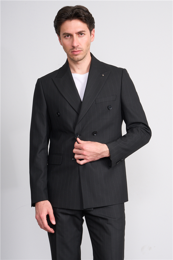 Kagi Y26 Parıs Kruvaze Slim Fit Takım Elbise Siyah