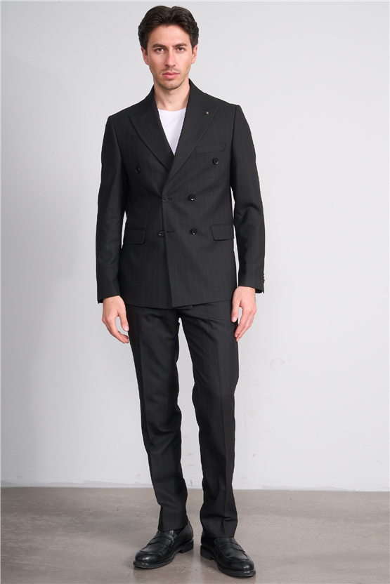 Kagi Y26 Parıs Kruvaze Slim Fit Takım Elbise Siyah