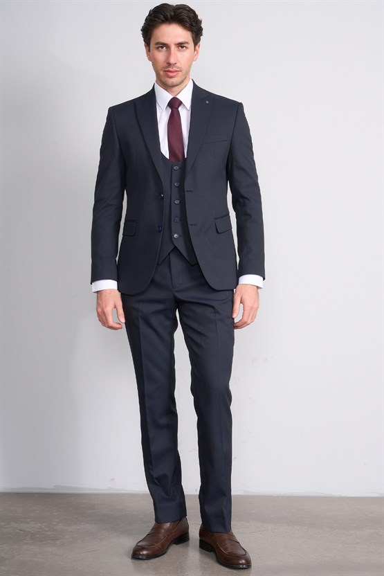 Kagi Y26 Salvador Slim Fit Yelekli Takım Elbise Lacivert
