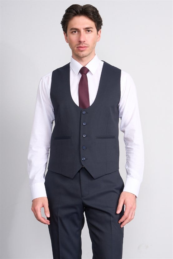 Kagi Y26 Salvador Slim Fit Yelekli Takım Elbise Lacivert