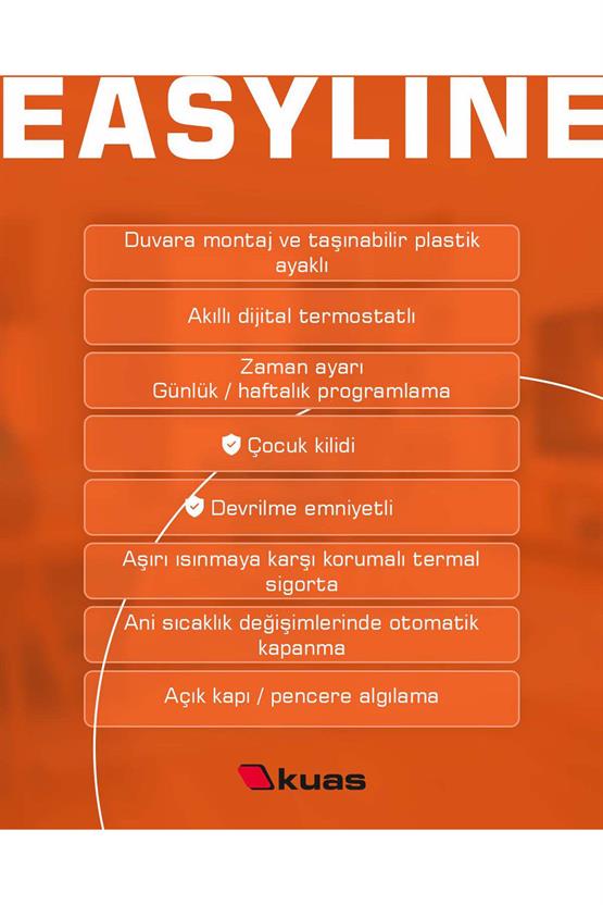 Kauas Conveco Th 2000w Elektrikli Panel Isıtıcı, Konvektör, Radyatör, Dijital Termostatlı