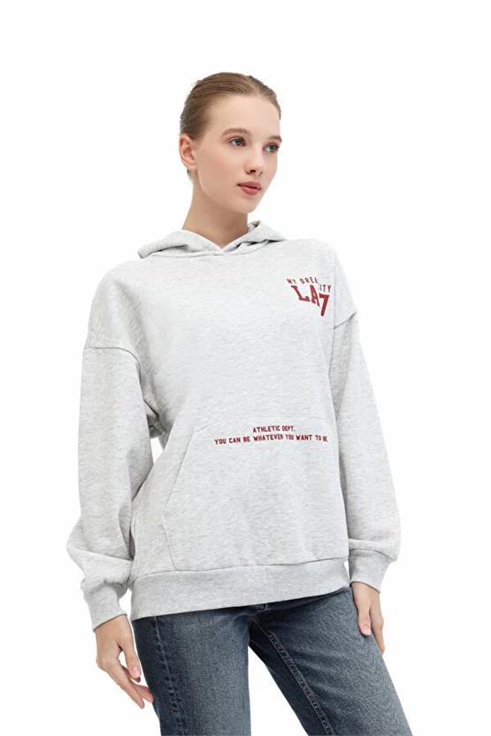 Kınetıx A10202318008010 5W Wl 17Layut Bts-K5 5Pr Grı Melanj Kadın Kapusonlu Sweatshırt