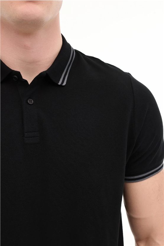 Kınetıx A10212136012010 6M Mb Yk Cz 12Bs108 6Fx Sıyah Erkek Kısa Kollu Polo T-Shırt