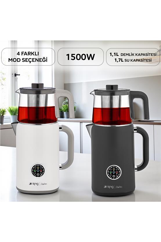 King KCM387 Çaystar Dijital Çay Makinesi Beyaz
