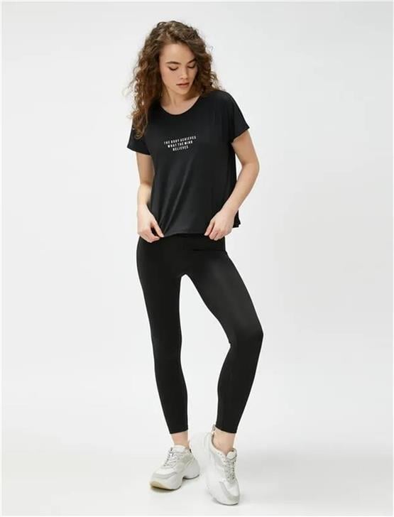 Koton 3Sak40023Nk 999 Siyah Kadın Elastan Jersey Tayt