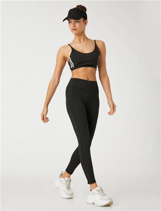 Koton 3Sak40028Nk 999 Siyah Kadın Elastan Jersey Tayt