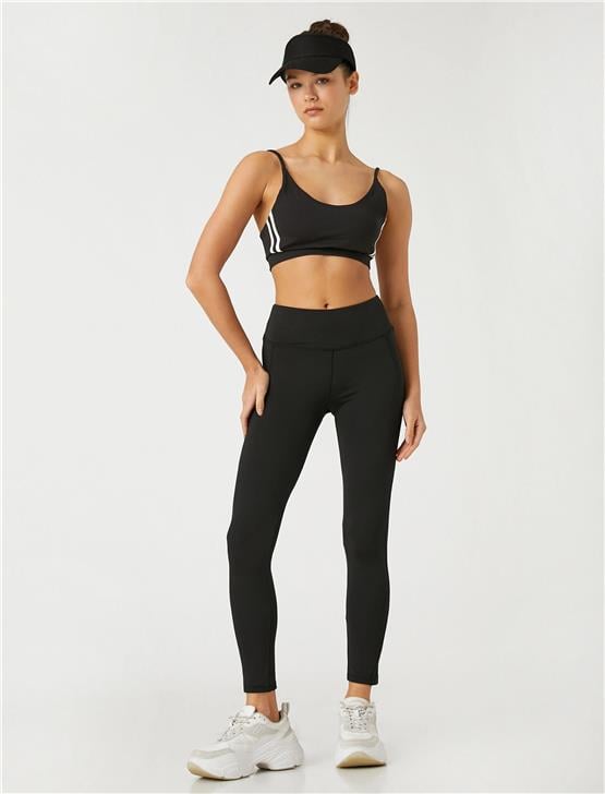 Koton 3Sak40028Nk 999 Siyah Kadın Elastan Jersey Tayt