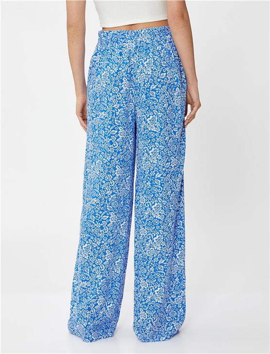 Koton 3Sak40263Pw 6D0 Mavi Desenli Kadın Dokuma Pantolon