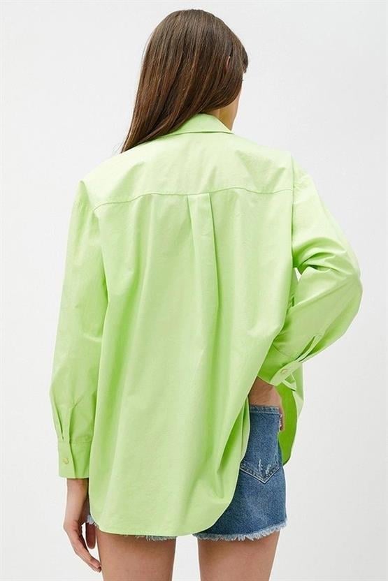 Koton 3Sak60011Pw 786 Yeşil Kadın Pamuk Woven Tops Gömlek