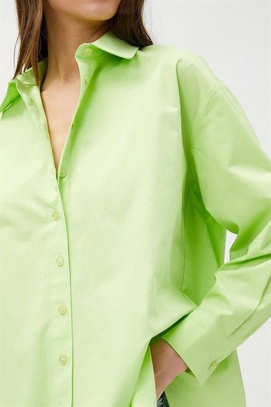 Koton 3Sak60011Pw 786 Yeşil Kadın Pamuk Woven Tops Gömlek