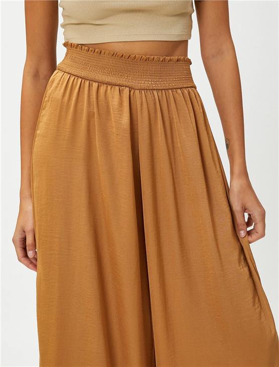 Koton 3SAK40012PW Kahverengi Geniş Paça Lastikli Pantolon