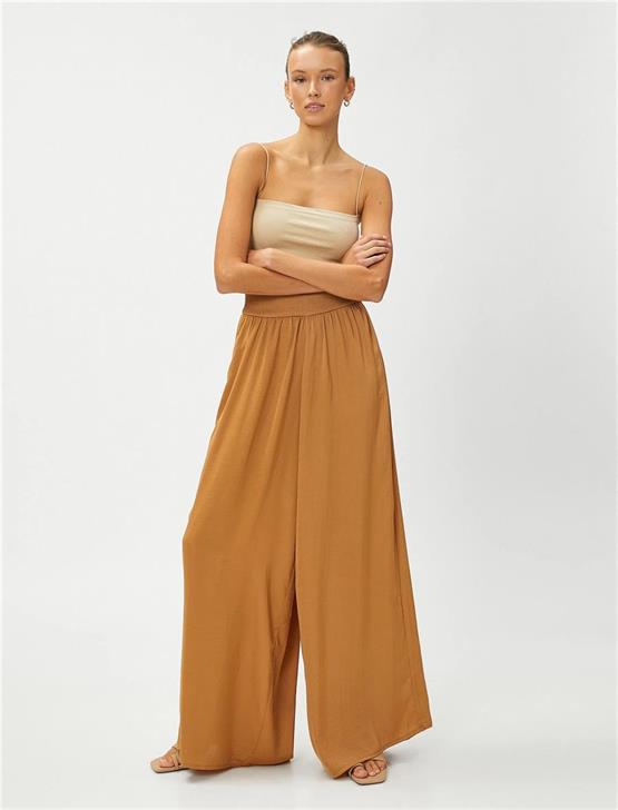 Koton 3SAK40012PW Kahverengi Geniş Paça Lastikli Pantolon