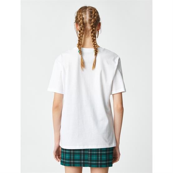 Koton 3Sal10047Ik 010 Ekru Genç Kız Pamuk Jersey Kısa Kollu O Yaka T-Shirt