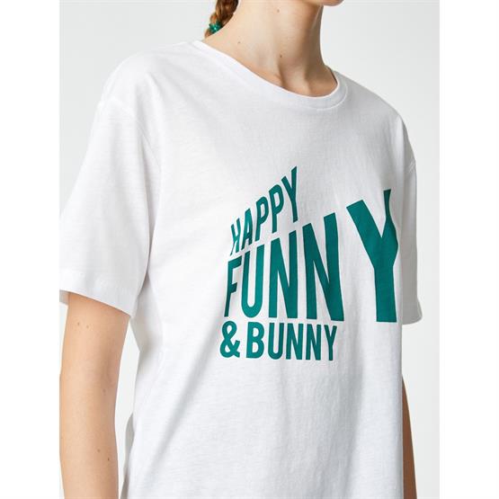 Koton 3Sal10047Ik 010 Ekru Genç Kız Pamuk Jersey Kısa Kollu O Yaka T-Shirt