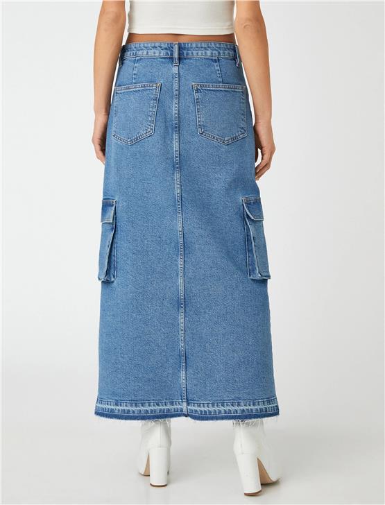 Koton 3Sal70012Md Mıd Orta İndigo Kadın Denim Etek