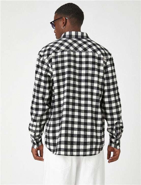 Koton 3Wam60006Hw Siyah Ekose 9C9 Erkek Akrılık Woven Tops Erkek Gömlek