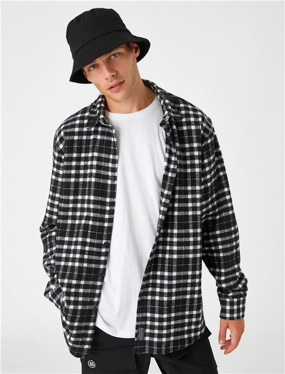 Koton 3Wam60007Hw Siyah Ekose 9C9 Erkek Woven Tops